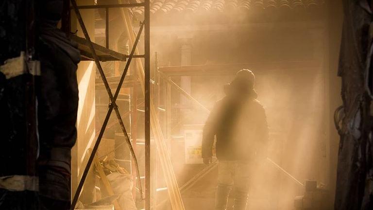 Trabajos de reconstrucción del Museo (Chileógrafos)