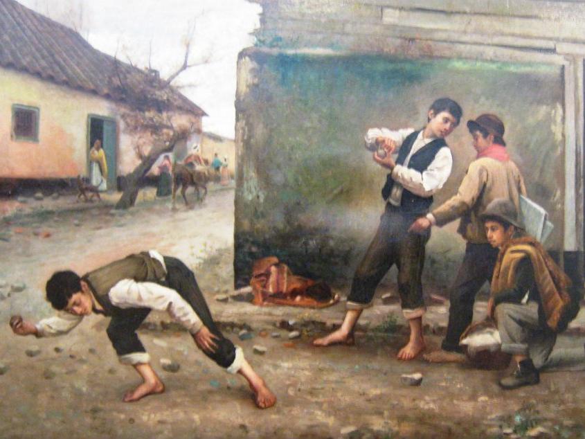 Niños Jugando al Trompo