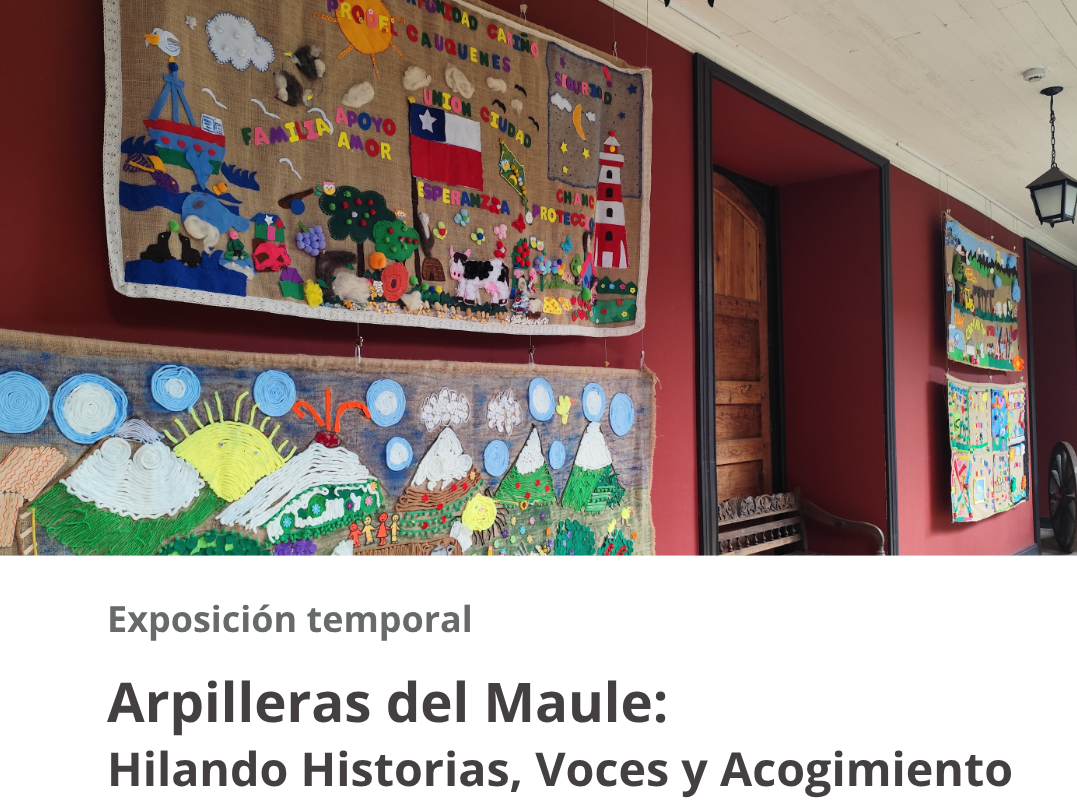 Conjunto de arpilleras en su lugar de exhibición